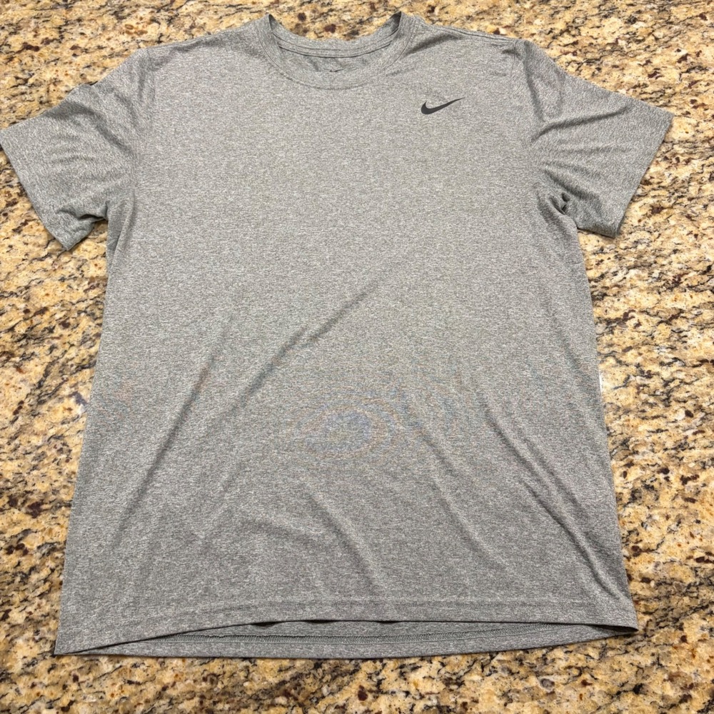Nike Dri-FIT Mens Grey Heather Training Shirt Swoosh Logo Large ws